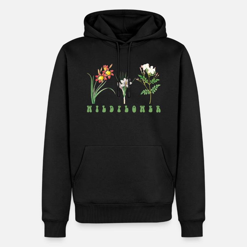 Fleur - Sweat à capuche Premium bio Homme - noir