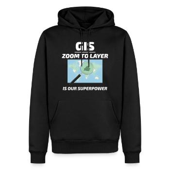 GIS Zoom to Layer Mapping Geospatial Tech - Männer Premium Bio Hoodie - Schwarz - Vorne - Nico (187cm)
