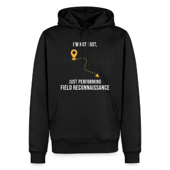 Reconnaissance de terrain SIG Topographie Cartographie Humour - Sweat à capuche Premium bio Homme - noir - Devant - Nico (187cm)