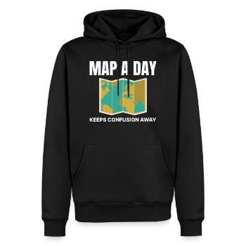 Carte du monde SIG Cartographie Terre Géographie - Sweat à capuche Premium bio Homme - noir - Devant - Nico (187cm)