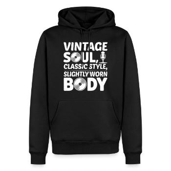 Vintage Soul Style Classique Corps Usé 50ème Anniversaire - Sweat à capuche Premium bio Homme - noir - Devant - Nico (187cm)
