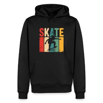Skateboard Vintage Retro Skateboarder Skate Skater - Men’s Premium Organic Hoodie - black - Front - Nico (187cm)