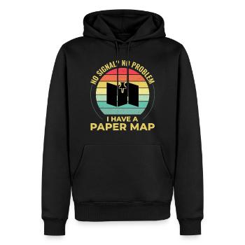 GIS Analyst Carte Pin Sunset Rétro Camping Randonnée - Sweat à capuche Premium bio Homme - noir - Devant - Nico (187cm)