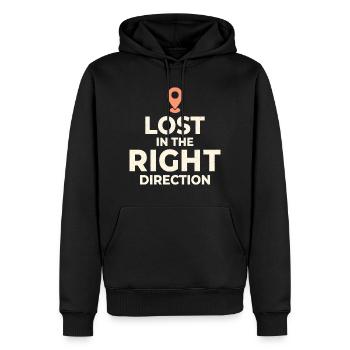 Lost Right Direction Travel Navigation Funny - Men’s Premium Organic Hoodie - black - Front - Nico (187cm)