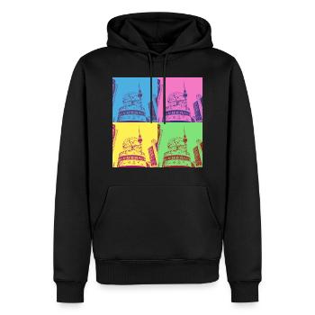 Berlin Skyline City Germany Pop Art Style - Men’s Premium Organic Hoodie - black - Front - Nico (187cm)