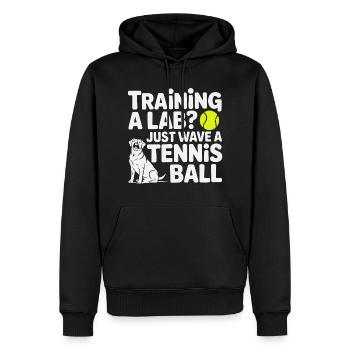 Labrador entraînement balle de tennis drôle chien design - Sweat à capuche Premium bio Homme - noir - Devant - Nico (187cm)