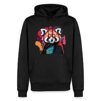 Red panda paint splater - Men’s Premium Organic Hoodie - black - Front - Nico (187cm)