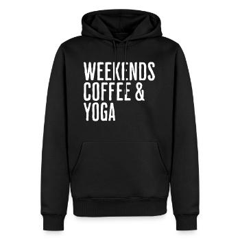 Entspannendes Zen-Wochenende Kaffee & Yoga - Männer Premium Bio Hoodie - Schwarz - Vorne - Nico (187cm)