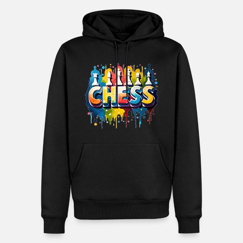 Echecs avec pièces, bordure blanche - Sweat à capuche Premium bio Homme - noir