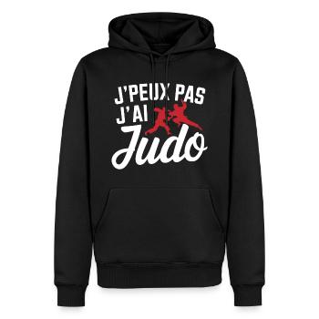 j'peux pas j'ai judo - Sweat à capuche Premium bio Homme - noir - Devant - Nico (187cm)