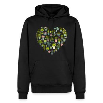 Plant Heart - Men’s Premium Organic Hoodie - black - Front - Nico (187cm)