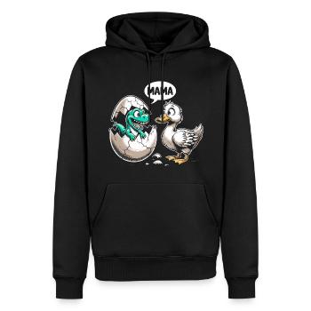 Dino trifft Entlein - Männer Premium Bio Hoodie - Schwarz - Vorne - Nico (187cm)