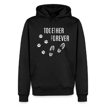 Chien patte humaine pistes patte de chien - Sweat à capuche Premium bio Homme - noir - Devant - Nico (187cm)