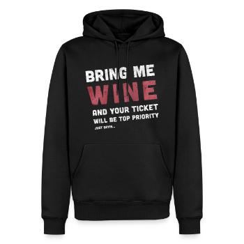 Wein und Tech Support - Männer Premium Bio Hoodie - Schwarz - Vorne - Nico (187cm)