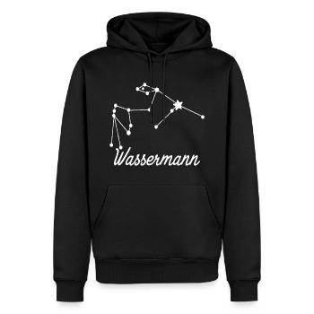 Sternzeichen Wassermann - Tierkreiszeichen - Männer Premium Bio Hoodie - Schwarz - Vorne - Nico (187cm)