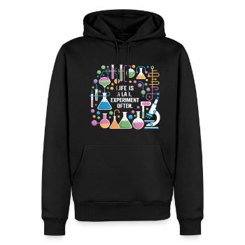 La vie est souvent une expérience de laboratoire - Sweat à capuche Premium bio Homme - noir - Devant - Nico (187cm)