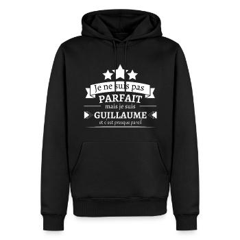 Guillaume - Presque parfait - Sweat à capuche Premium bio Homme - noir - Devant - Nico (187cm)