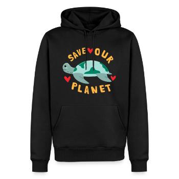 Save Our Planet Schildkröte Klimawandel Nachhaltig - Männer Premium Bio Hoodie - Schwarz - Vorne - Nico (187cm)