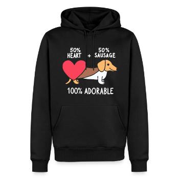 Amour teckel - Sweat à capuche Premium bio Homme - noir - Devant - Nico (187cm)