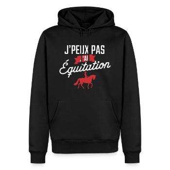 J'peux Pas, J'ai Équitation - Sweat à capuche Premium bio Homme - noir - Devant - Nico (187cm)