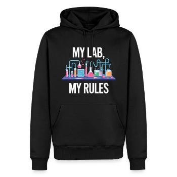 My laboratory, my rules - Men’s Premium Organic Hoodie - black - Front - Nico (187cm)