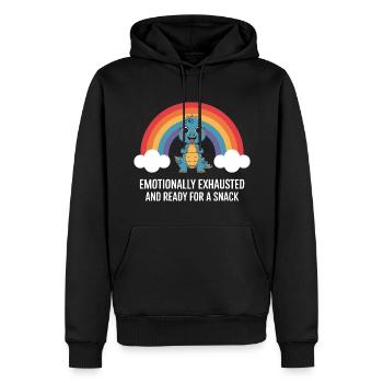 Emotionaler Dinosaurier Regenbogen Snack - Männer Premium Bio Hoodie - Schwarz - Vorne - Nico (187cm)
