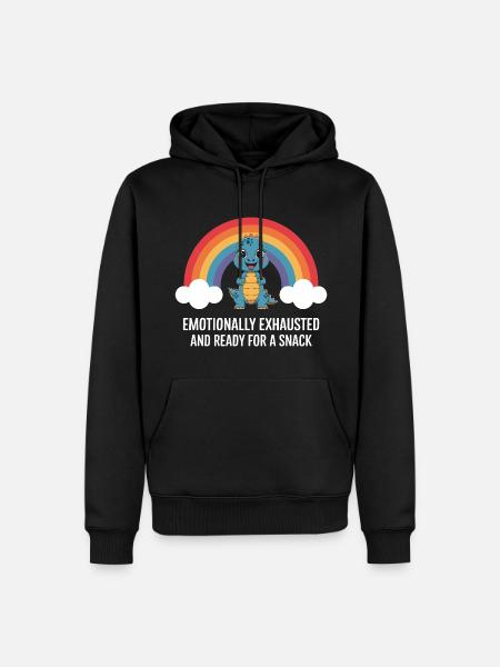 Emotional Dinosaur Rainbow Snack - Men’s Premium Organic Hoodie - black