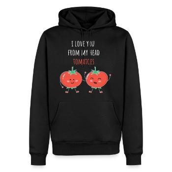 Chemise de tomate Je t’aime de ma tête Tomates - Sweat à capuche Premium bio Homme - noir - Devant - Nico (187cm)