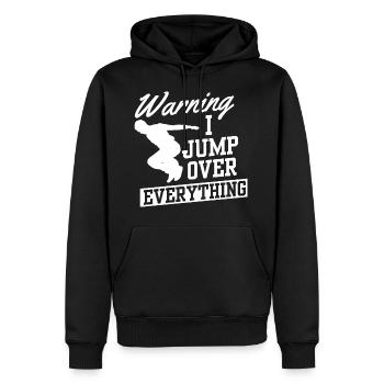 Avertissement je saute par-dessus tout cadeau de coureur de parkour - Sweat à capuche Premium bio Homme - noir - Devant - Nico (187cm)