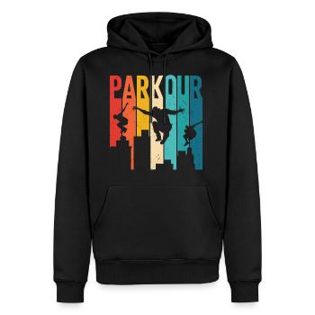 Parkour - Männer Premium Bio Hoodie - Schwarz - Vorne - Nico (187cm)