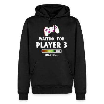 Waiting For Player 3 - Männer Premium Bio Hoodie - Schwarz - Vorne - Nico (187cm)