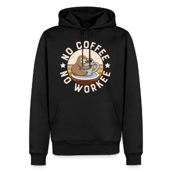 Sloth No Coffee no Work - Männer Premium Bio Hoodie - Schwarz - Vorne - Nico (187cm)