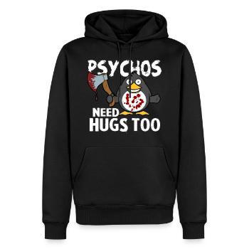 Psychos need Hugs too - Männer Premium Bio Hoodie - Schwarz - Vorne - Nico (187cm)