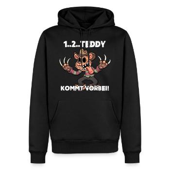 1 2 Teddy kommt vorbei - Männer Premium Bio Hoodie - Schwarz - Vorne - Nico (187cm)