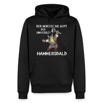 Hammersbald - Männer Premium Bio Hoodie - Schwarz - Vorne - Nico (187cm)