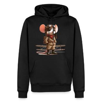 Cute Mouse Pilot - Männer Premium Bio Hoodie - Schwarz - Vorne - Nico (187cm)