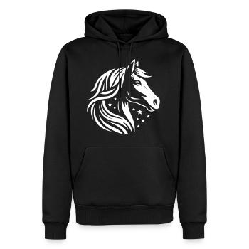 Étoiles à tête de cheval - Sweat à capuche Premium bio Homme - noir - Devant - Nico (187cm)