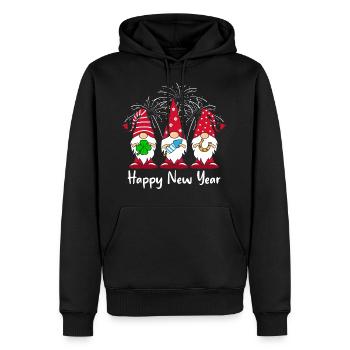 Bonne année Père Noël secret - Sweat à capuche Premium bio Homme - noir - Devant - Nico (187cm)