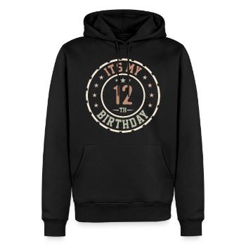 Es ist mein Geschenk zum 12. Geburtstag 12 Jahre - Männer Premium Bio Hoodie - Schwarz - Vorne - Nico (187cm)