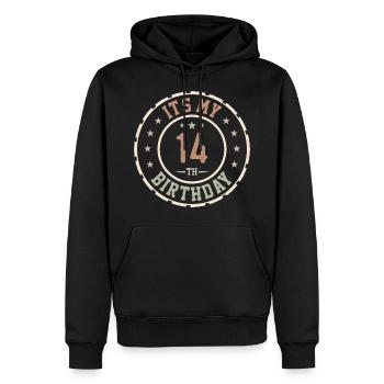 Es ist mein Geschenk zum 14. Geburtstag 14 Jahre - Männer Premium Bio Hoodie - Schwarz - Vorne - Nico (187cm)