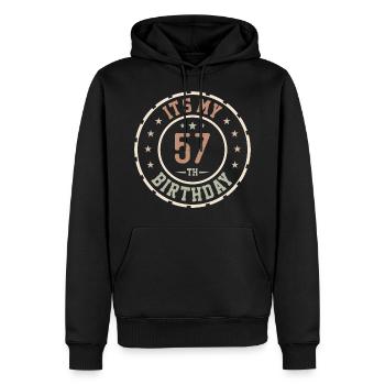 Es ist mein 57. Geburtstag 57 Jahre altes Geschenk - Männer Premium Bio Hoodie - Schwarz - Vorne - Nico (187cm)