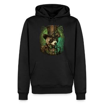 Steampunk Panda Bear - Men’s Premium Organic Hoodie - black - Front - Nico (187cm)