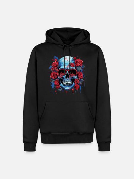 Grinning Flower Skull - Men’s Premium Organic Hoodie - black