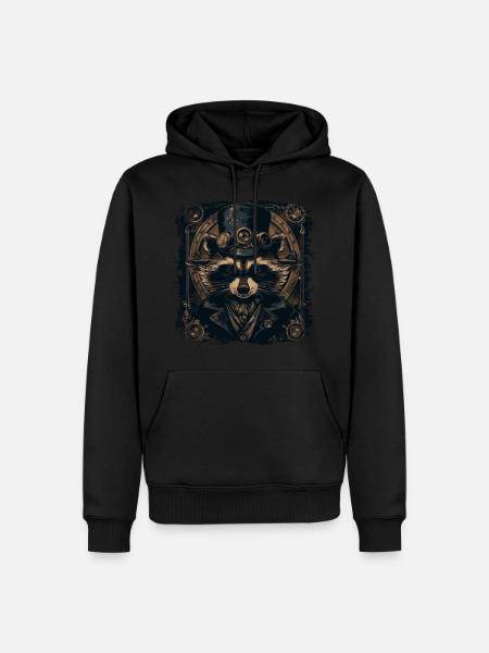 Cooler Steampunk Waschbär - Männer Premium Bio Hoodie - Schwarz