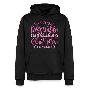 Cadeau Meilleure Grand-mère Cadeau Grand Mere - Sweat à capuche Premium bio Homme - noir - Devant - Nico (187cm)