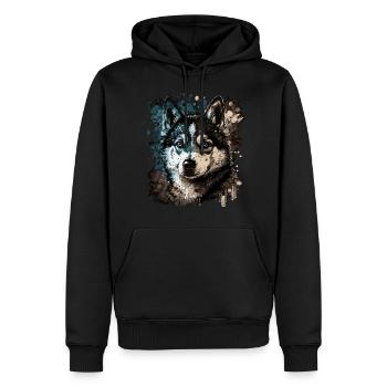 Husky Dog - Männer Premium Bio Hoodie - Schwarz - Vorne - Nico (187cm)