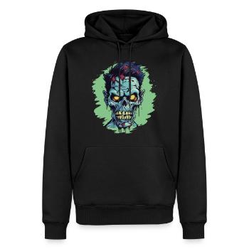 Horreur Punk Zombie Crâne - Sweat à capuche Premium bio Homme - noir - Devant - Nico (187cm)