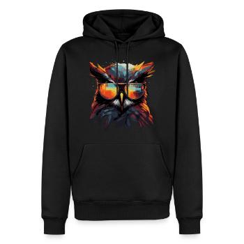 Lustige Eule mit Brille - Männer Premium Bio Hoodie - Schwarz - Vorne - Nico (187cm)