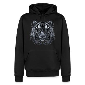 Tigre - Sweat à capuche Premium bio Homme - noir - Devant - Nico (187cm)