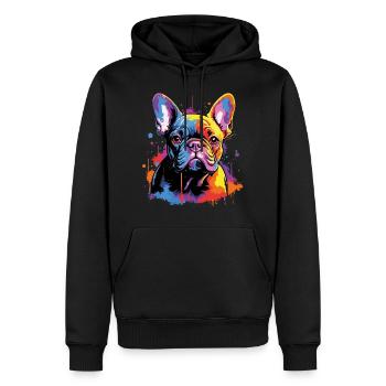 Bouledogue français mignon - Sweat à capuche Premium bio Homme - noir - Devant - Nico (187cm)